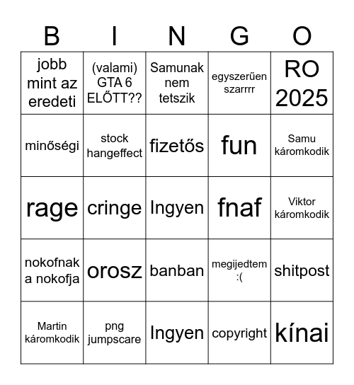 Online Ratyi Bingo Card