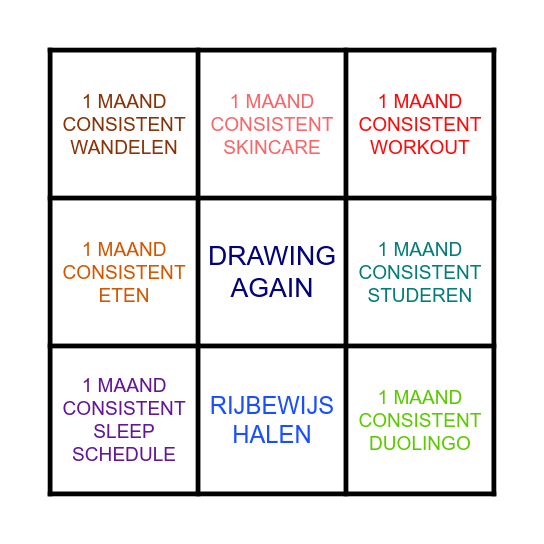 New Year's Bingo Card