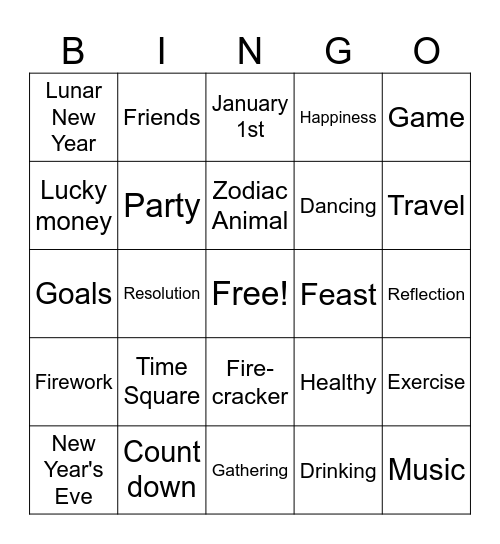 NEW YEAR BINGO Card