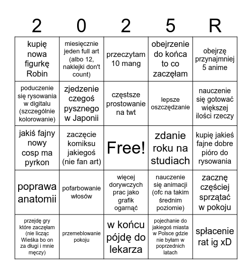 2025 Bingo Card