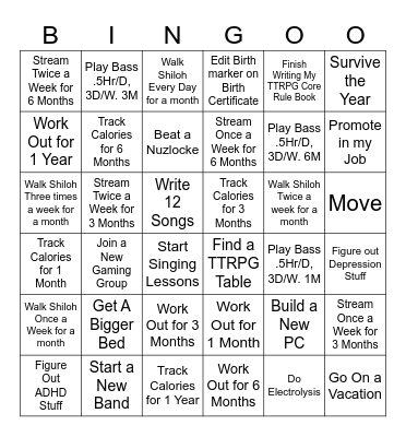 Sienna's 2025 Bingo Card Bingo Card