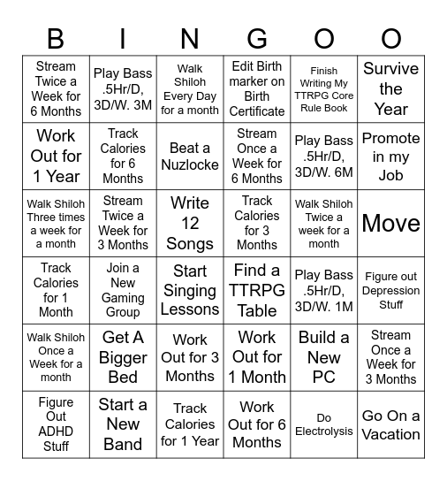 Sienna's 2025 Bingo Card Bingo Card