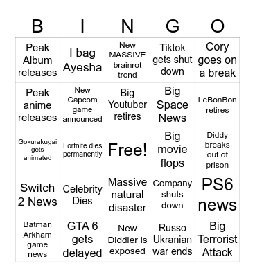 My 2025 Bingo Card Bingo Card