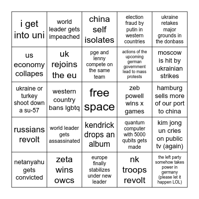 2025 Bingo Card