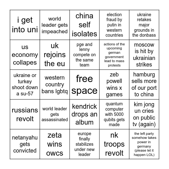 2025 Bingo Card