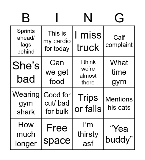 Grayson Bingo Card