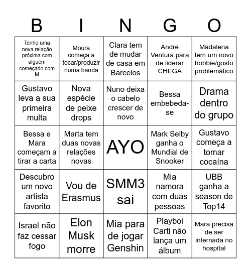 ayo 2025 Bingo Card