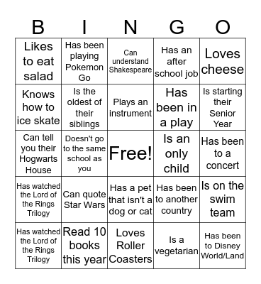 TAB BINGO! Bingo Card