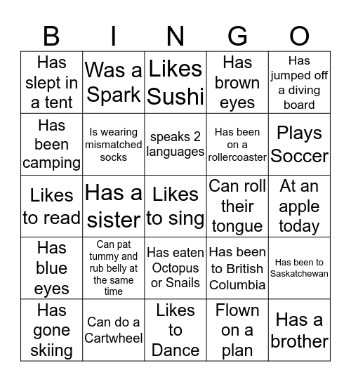 Brownie Circles Bingo Card