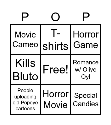 Popeye public domain board Bingo Card