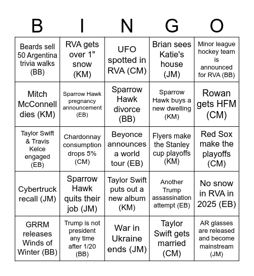 2025 Bingo Card