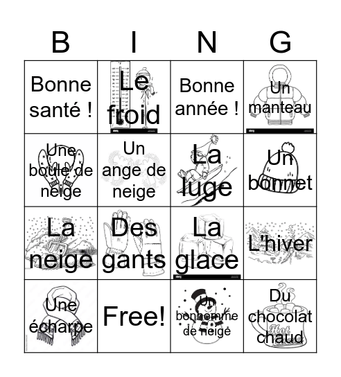 L'hiver Bingo Card