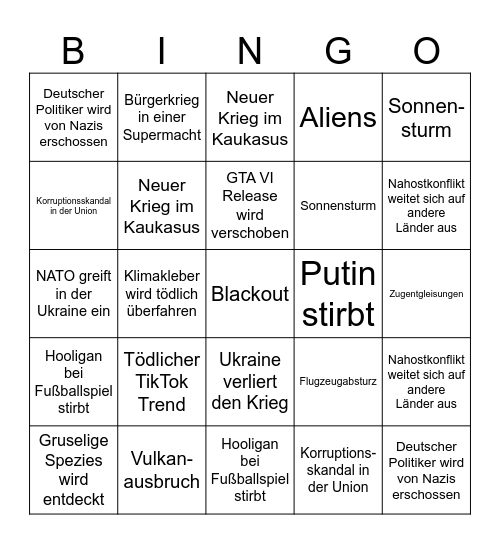 Disaster Bingo 2025 Bingo Card