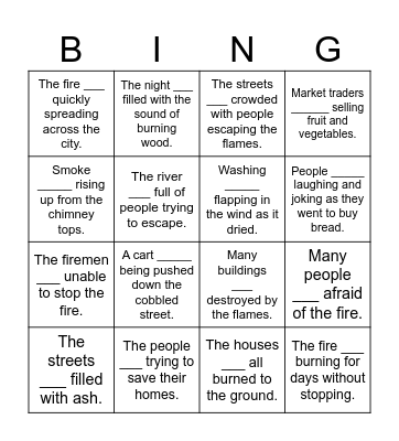 Was/were Bingo Card