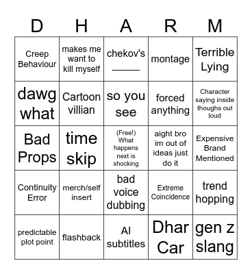 Dragging Dhar Mann to 2025 Moated Bingo Card