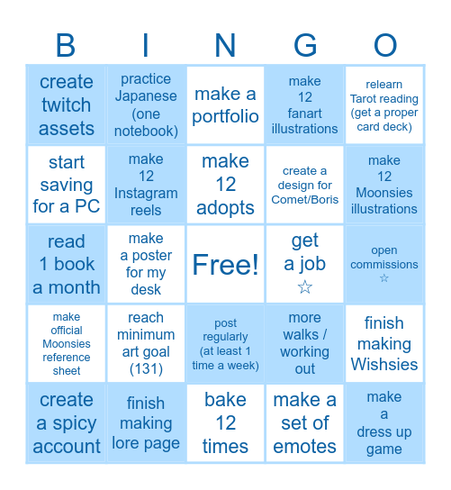 MOONSIES'S 2025 HOPES & DREAMS Bingo Card
