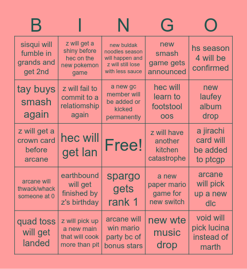 2025 Bingo Card Bingo Card