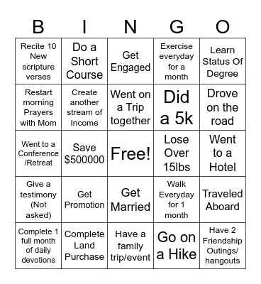 2025 Bingo Card Bingo Card