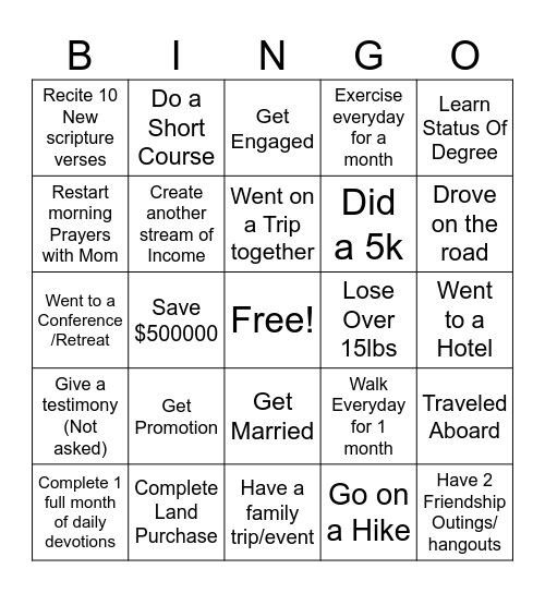 2025 Bingo Card Bingo Card