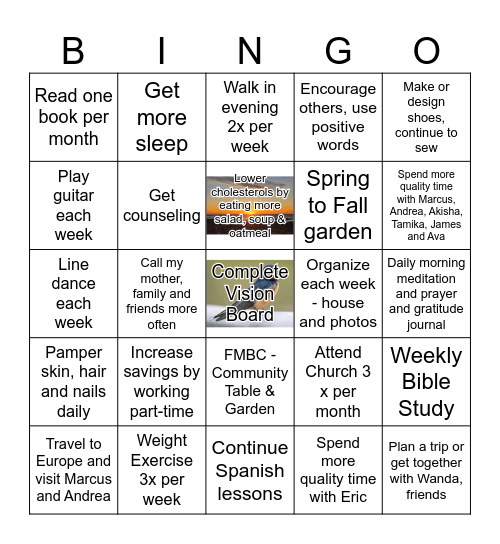 New Year's Vision 2025 BINGO Card