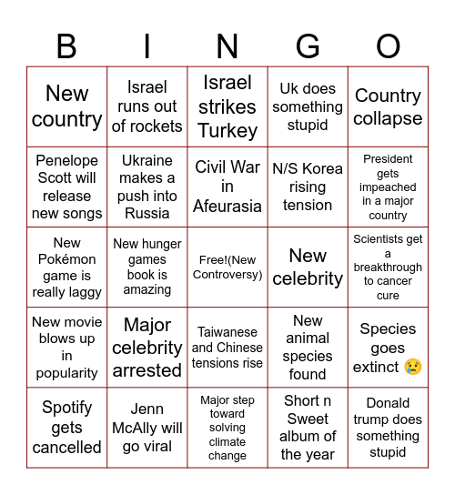 2025 Bingo Card