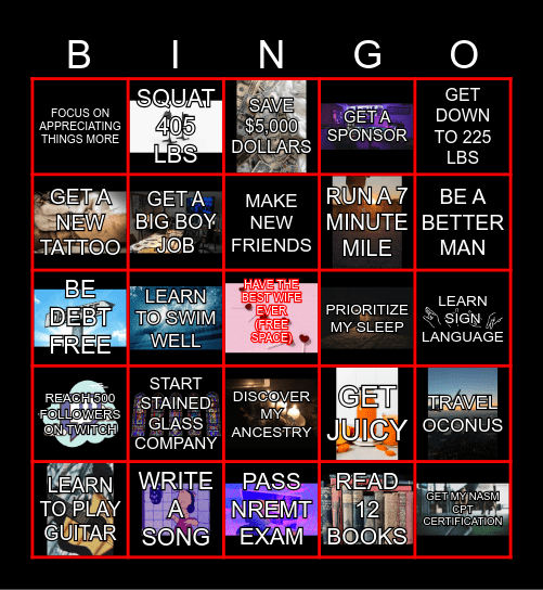 2025 Achievements Bingo Card