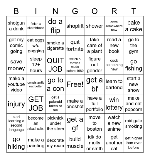 Tommy's 2025 Bingort Extravagansa Bingo Card