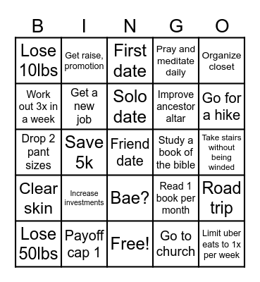 2025 Growth Year Bingo Card