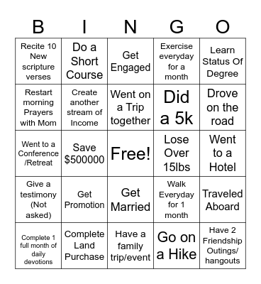 2025 Bingo Card Bingo Card
