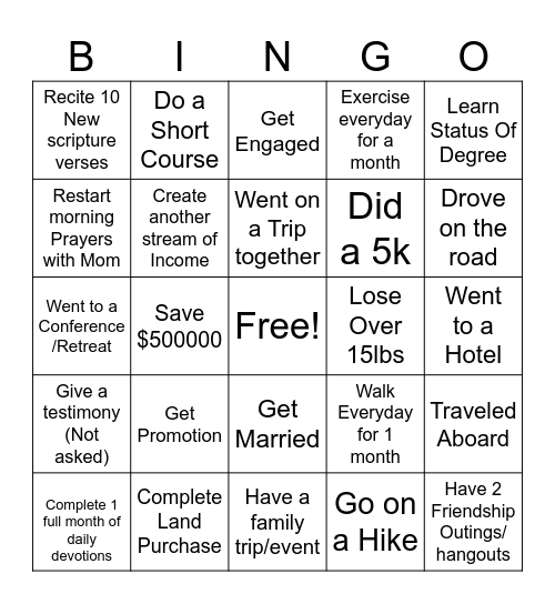 2025 Bingo Card Bingo Card