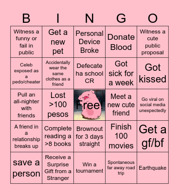 2025 Unexpected Things Bingo Card