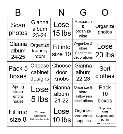 Joanna 2025 Bingo Card