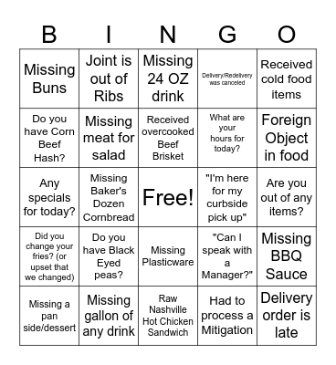 Guest Services New Year Bingo Card