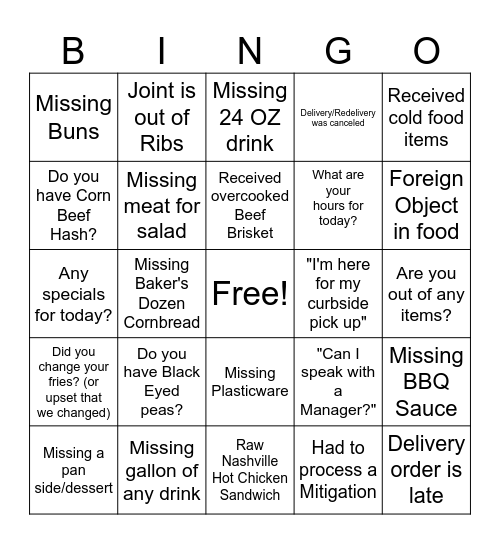 Guest Services New Year Bingo Card