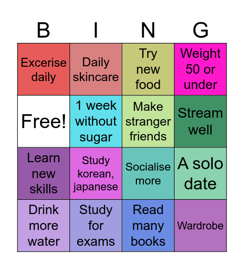 2025 goals Bingo Card