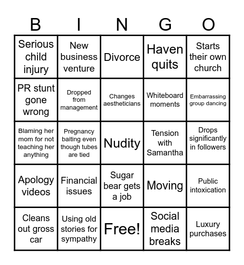 2025 Bauchmann Bingo Card