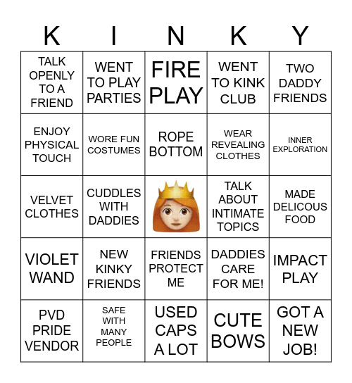 2024 PRINCESS ACHEIVEMENTS Bingo Card