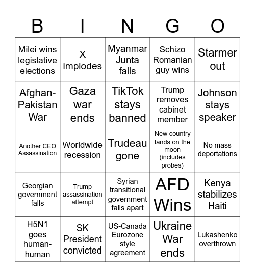 2025 Bingo!!!! Bingo Card