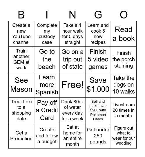 2025 Bingo Card Bingo Card