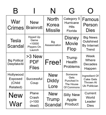 2025  Bingo Card Bingo Card