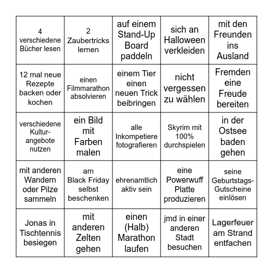 Inkompetiere Bingo 2025 Bingo Card