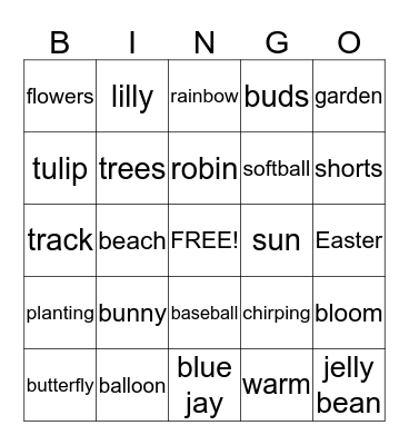 Spring Bingo Card