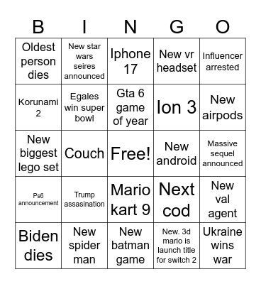 2025 Bingo Card