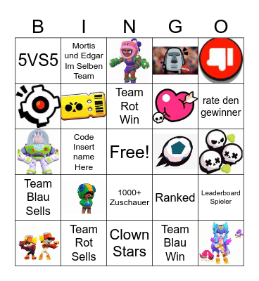 Brawl TV Bingo Card