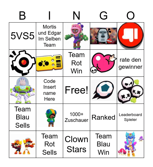 Brawl TV Bingo Card