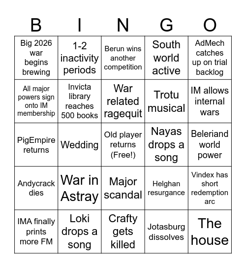 2025 bingo card Bingo Card