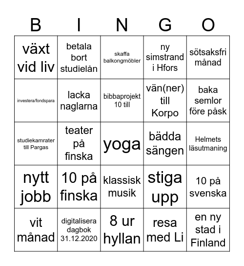 2025 Bingo Card