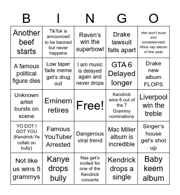2025 BINGO CARD Bingo Card