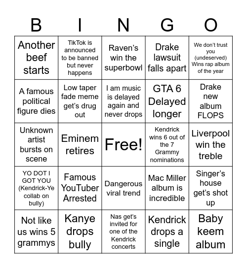 2025 BINGO CARD Bingo Card