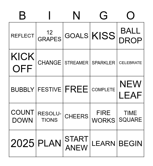 HAPPY NEW YEAR Bingo Card
